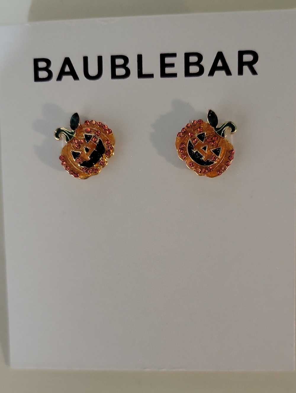 BaubleBar Orange and Black Pumpkin Jack-O'-Lantern Stud Earrings
